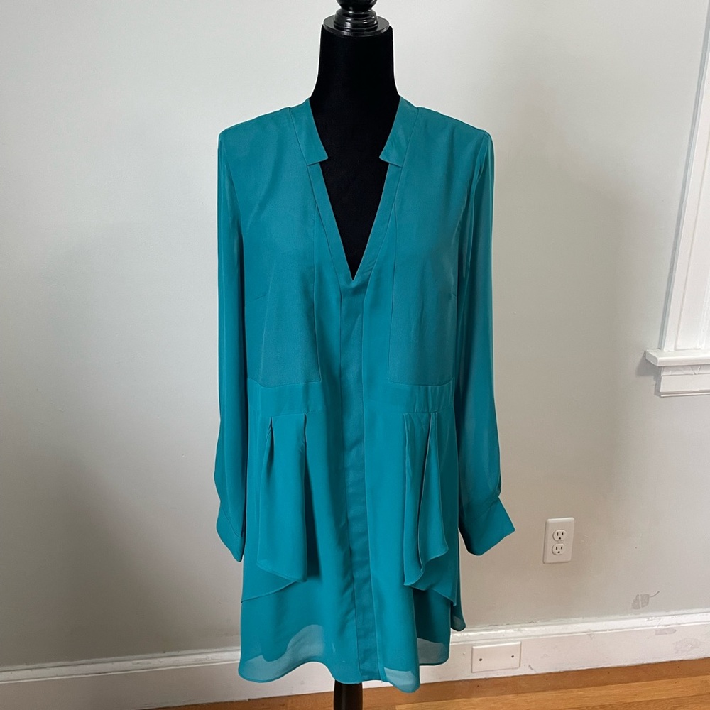 BCBGGeneration Teal Chiffon Knee Length Dress